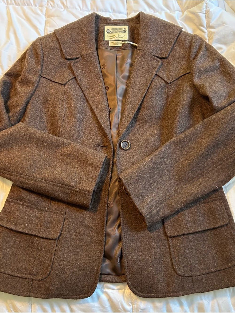 Easton Neston Brown Heritage Wool-blend Blazer Jacket UK 14 US 10 Country Style